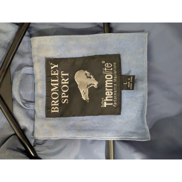 Bromley Sport women's blue insulated parka jacket with a faux fur snap-on hood L - Picture 10 of 10